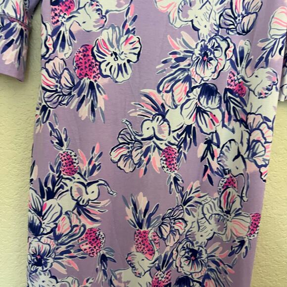 Lilly Pulitzer Maxi Dress Zayda Lilac Trunks In The Air Floral Print Knit NWT L - Picture 12 of 14
